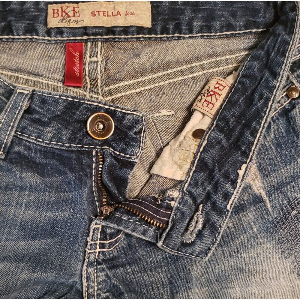 BKE Stella Boot Stretch Low Rise Distressed Denim Blue Jeans Womens 25 x 31 1/2